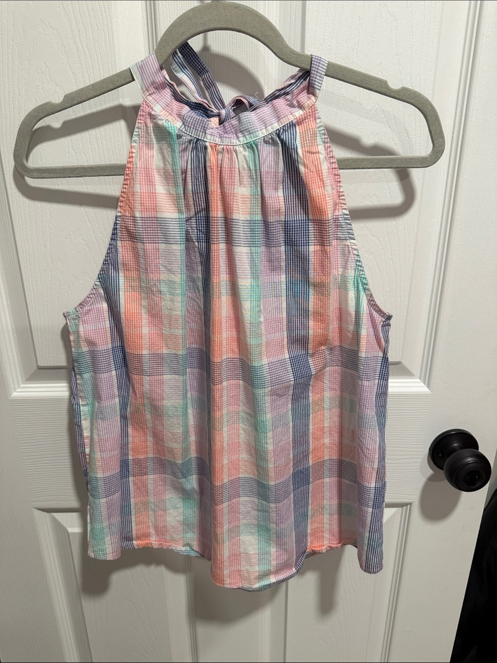J. Crew Pastel Plaid Halter Tank Top